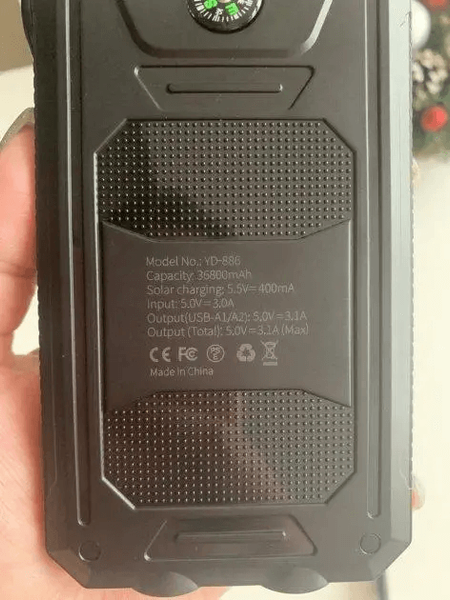 Power Bank Solar YD-886 12000 mAh із сонячною батареєю, ліхтариком, компасом P-0002 фото